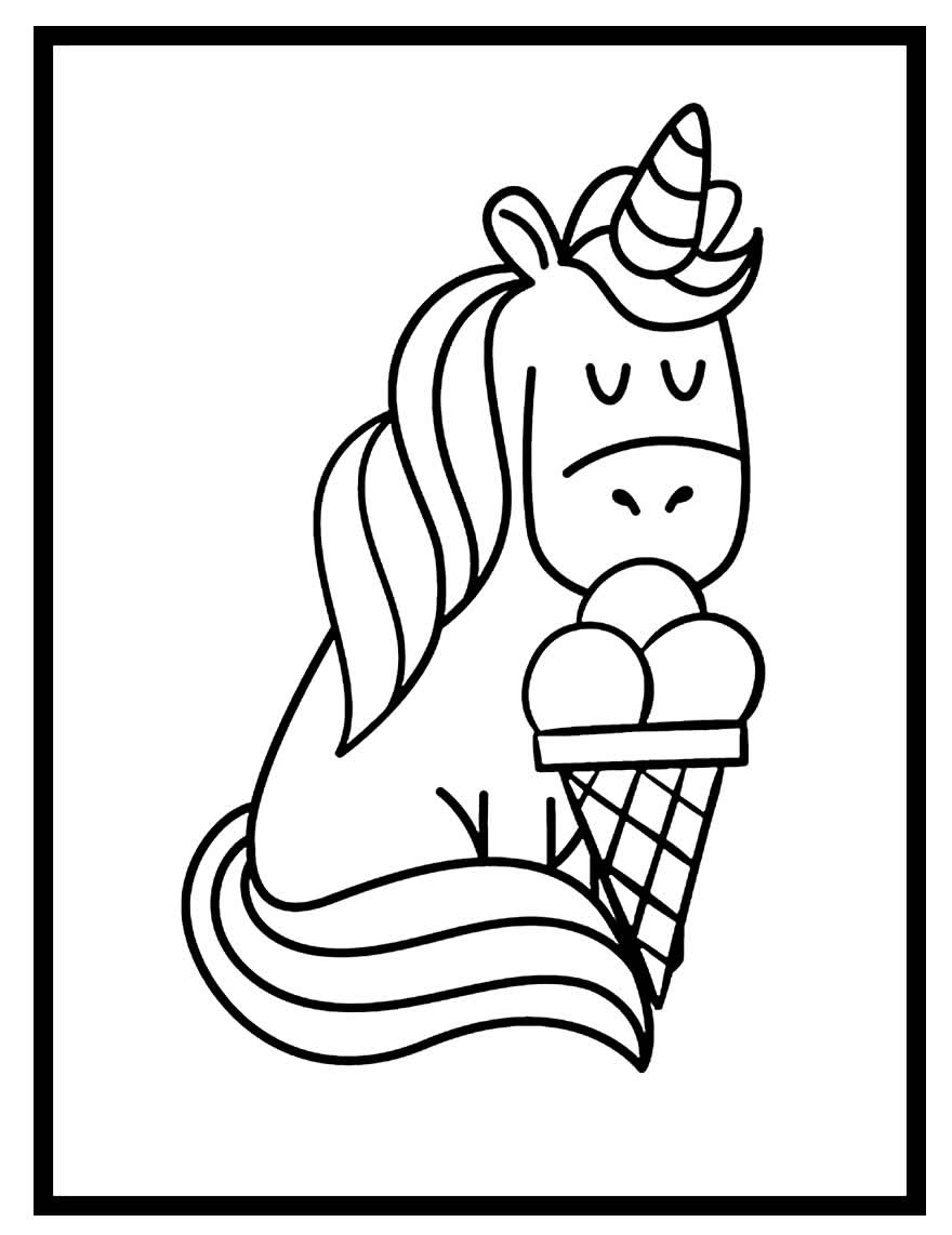 Раскраска для девочек мороженое Единорог