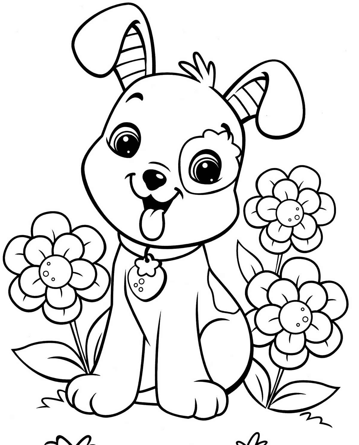 Desenho Infantil de Cachorro para Imprimir e Colorir
