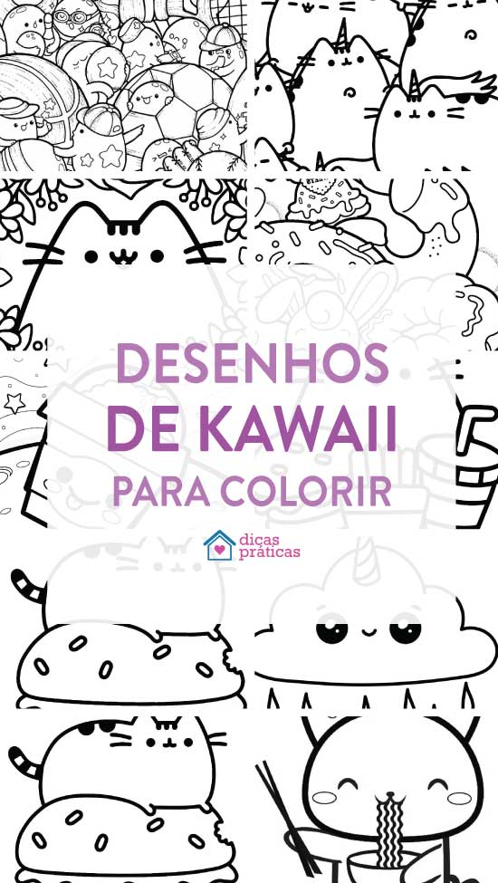 50 desenhos Kawaii - baixar as imagens fofas para imprimir e colorir
