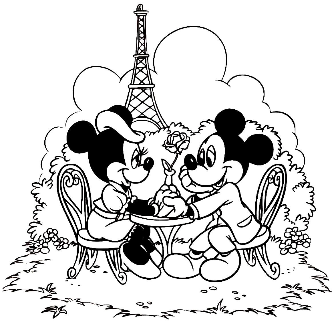 Desenhos da Minnie e Mickey para colorir