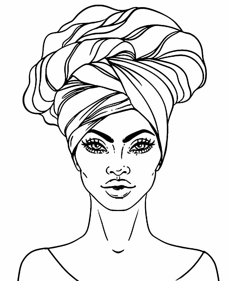 Rainha Africana para colorir e pintar
