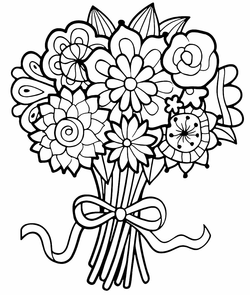 Desenho de ramalhete de flores para colorir
