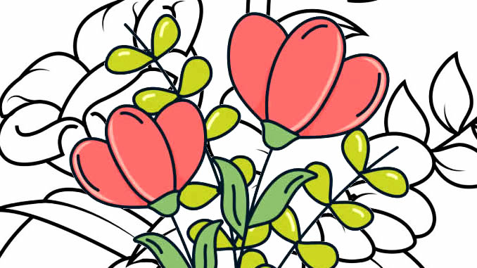 Desenho de flores para colorir para crianças página para colorir para  adultos