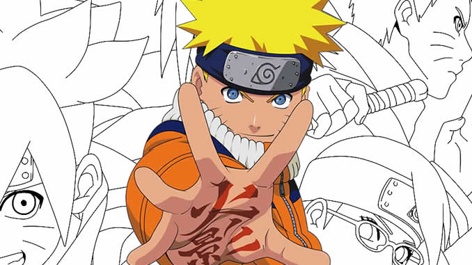 Sasuke e Naruto com filhos para colorir e pintar - Imprimir Desenhos
