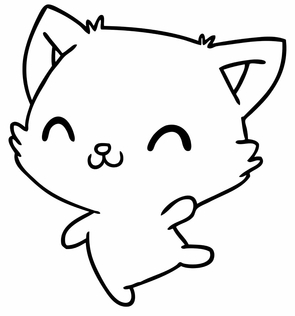Desenho para colorir Kawaii : Gatos 14