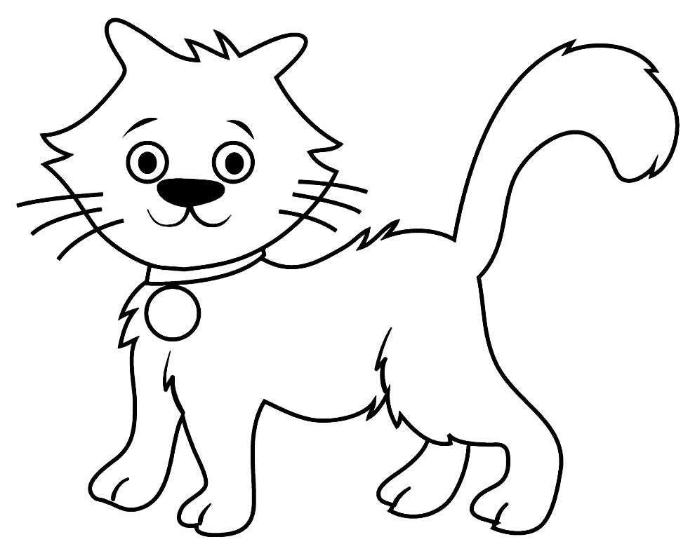 Desenho Infantil de Gatinho para Imprimir e Colorir