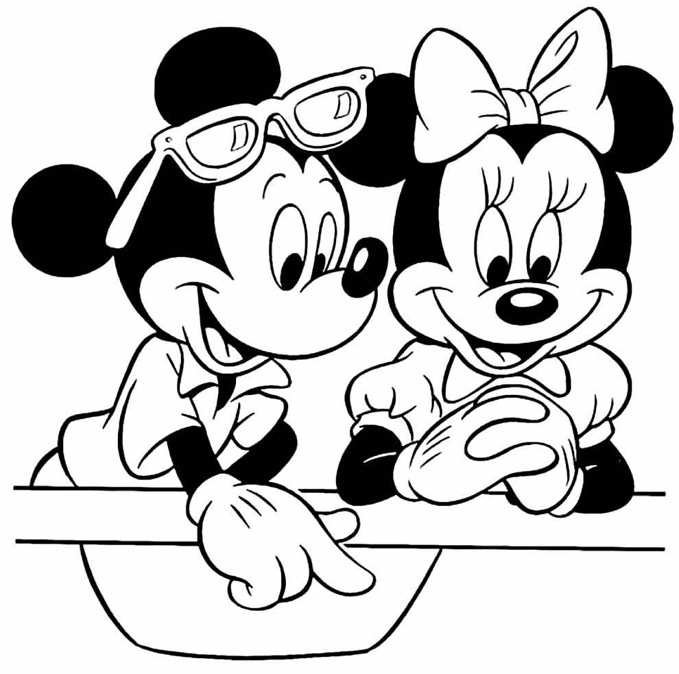 Imagem da Minnie e Mickey para colorir