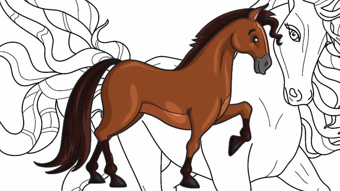 Desenhos para colorir de cavalos fofos de desenho animado