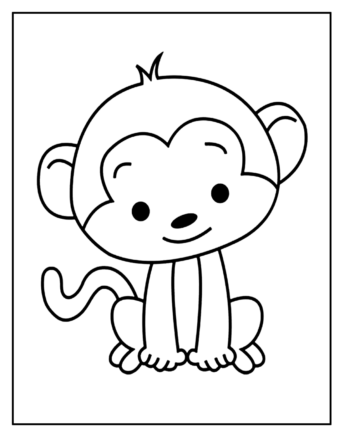 Desenho para colorir de um macaco fofo · Creative Fabrica