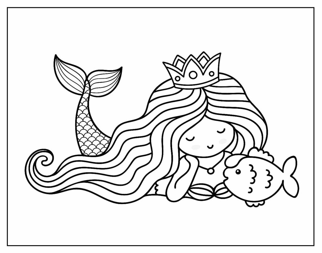 desenho de sereia nadadora para colorir para crianças 7819091 Vetor no  Vecteezy