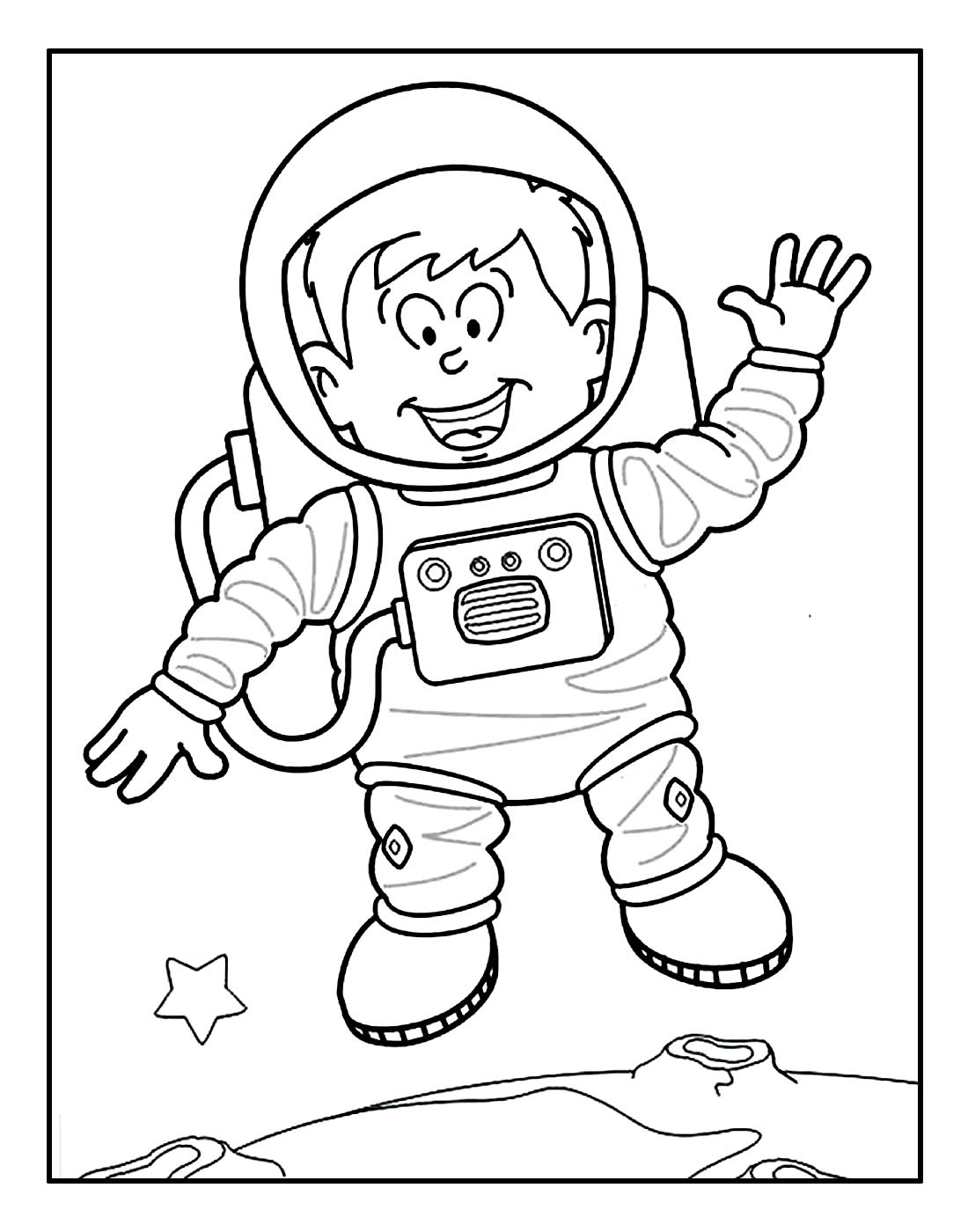 Раскраска Космонавта в скафандре для детей