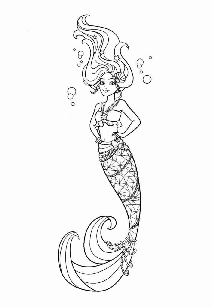 Desenho da Barbie Sereia para colorir