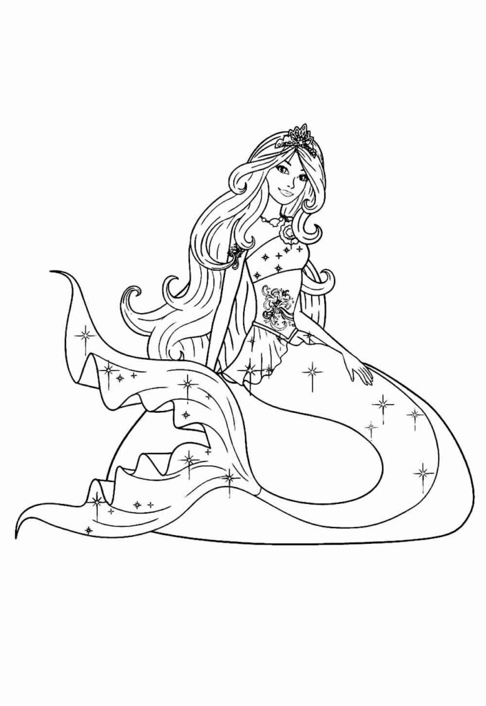 Desenho da Barbie Sereia para pintar