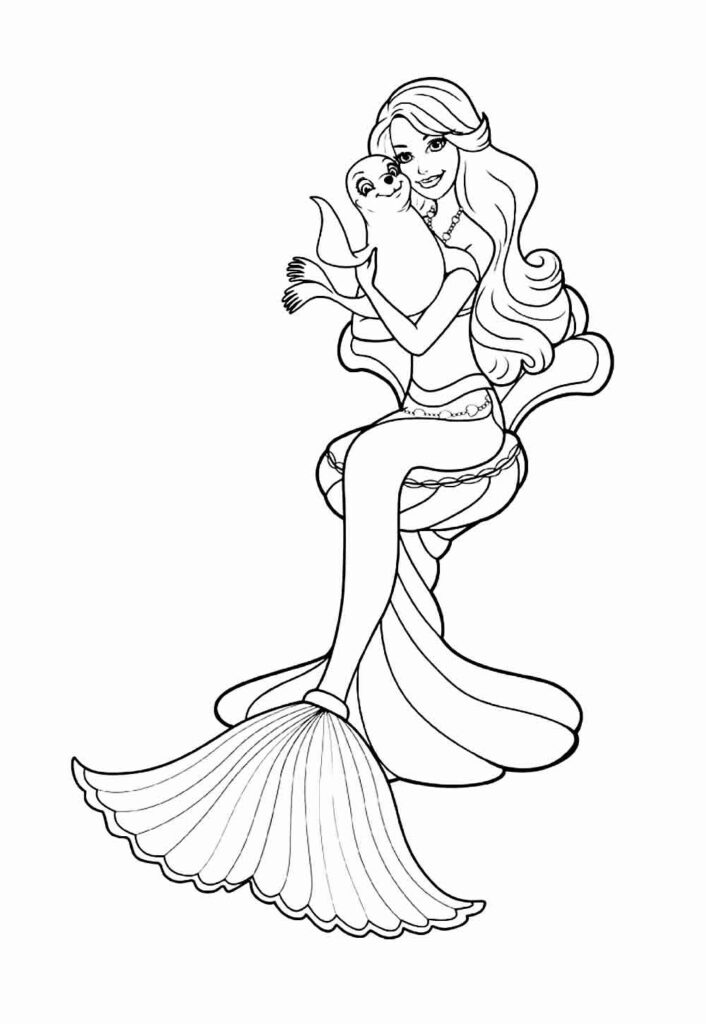 Barbie Sereia - Desenho para pintar