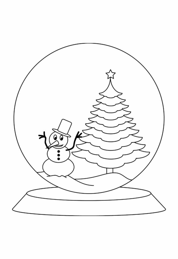 Desenho de Natal para colorir - Globo de Neve