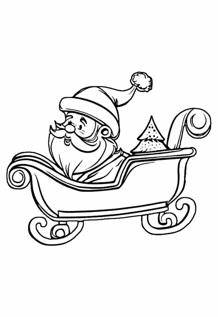 Desenhos de Papai Noel e Trenó para colorir