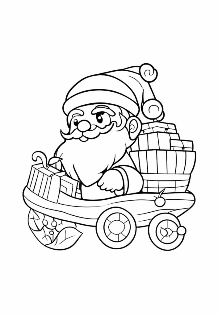 Desenho de Papai Noel de Trenó para colorir