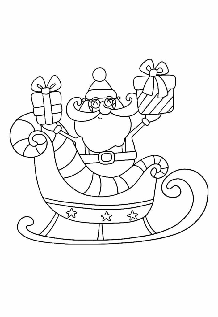 Papai Noel com Trenó para colorir e pintar