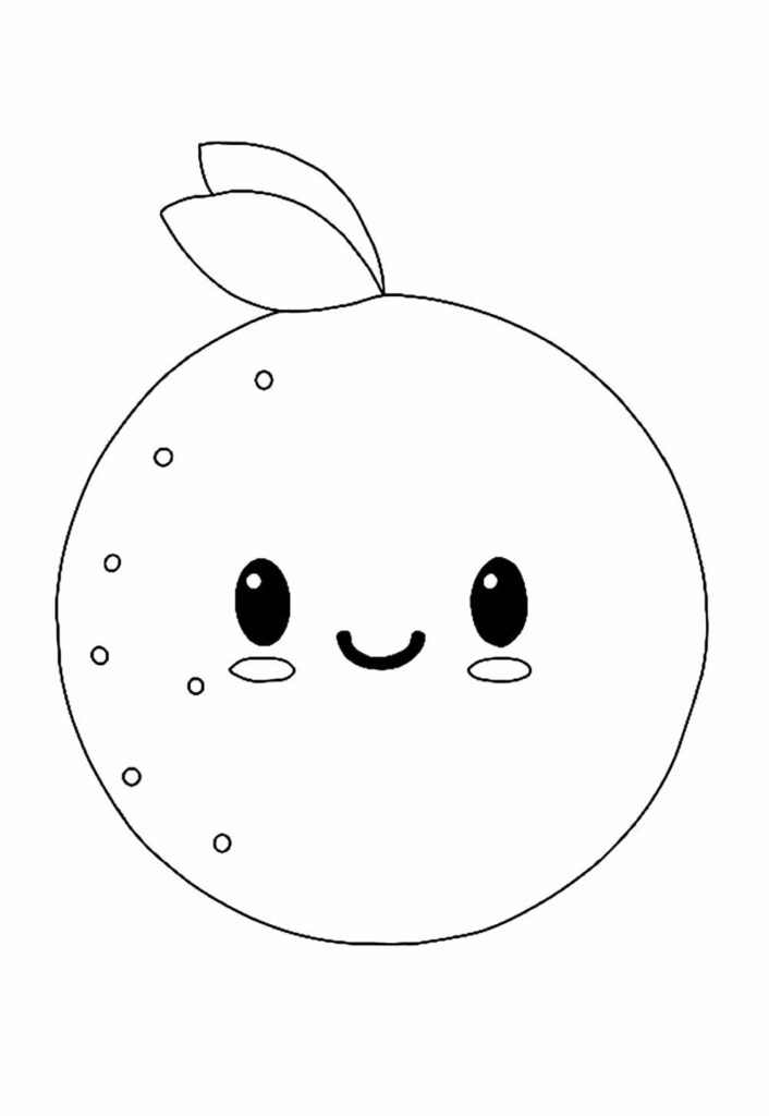 Desenho de Laranja Kawaii Colorir